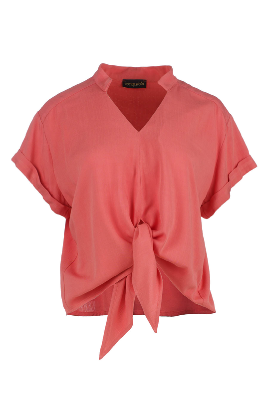 Tie Detail Coral Top