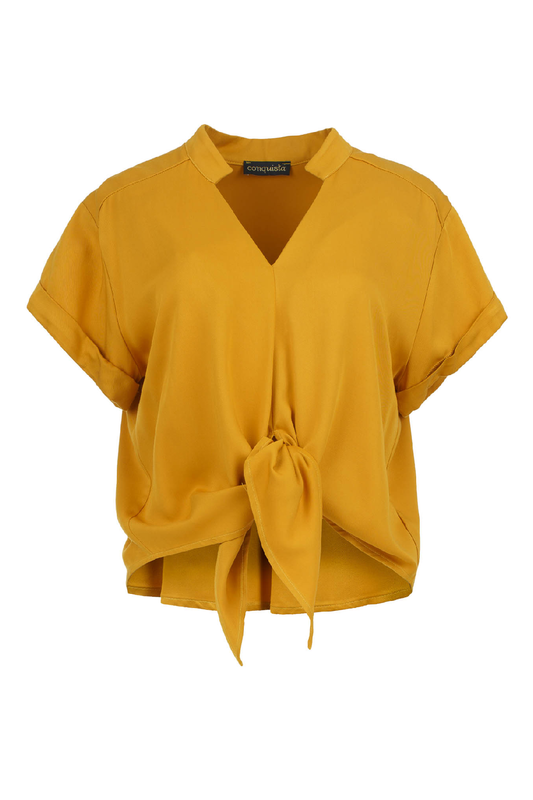 Golden Hour Viscose Tie-Front Blouse