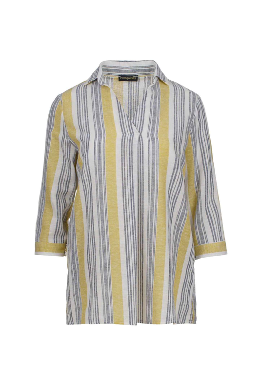 Striped Linen Style Top with Pockets