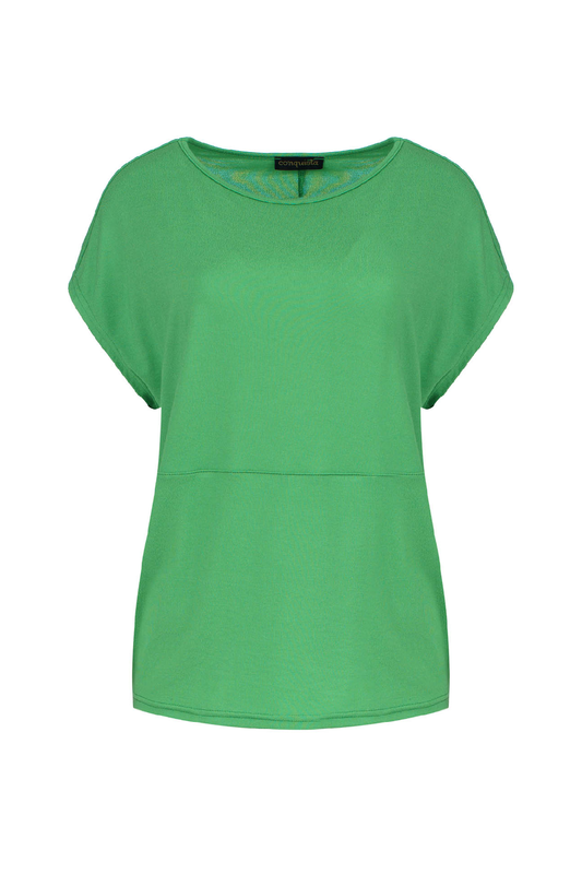 Green Stretch Jersey Boat Neckline Top