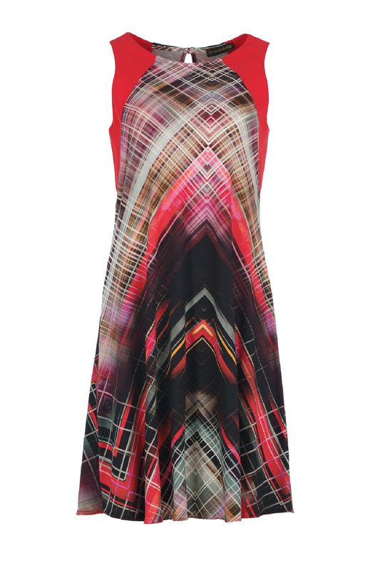 Vibrant Geometric Asymmetry Dress