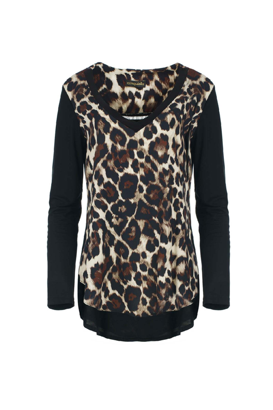 Chic Animal Print Top with Tencel Jersey Back