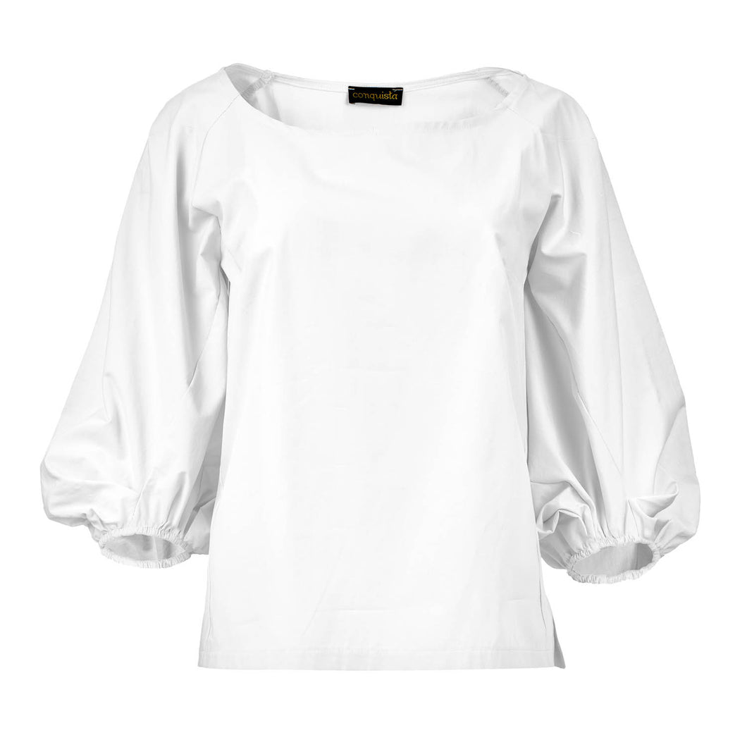 Classic White Poplin Blouse with a Lustrous Twist