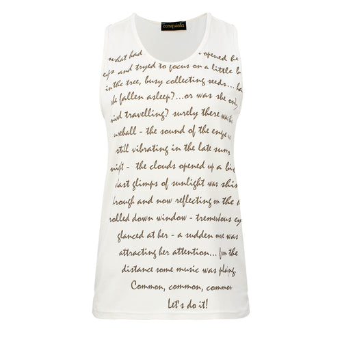 Literary Script Sleeveless Tank Top