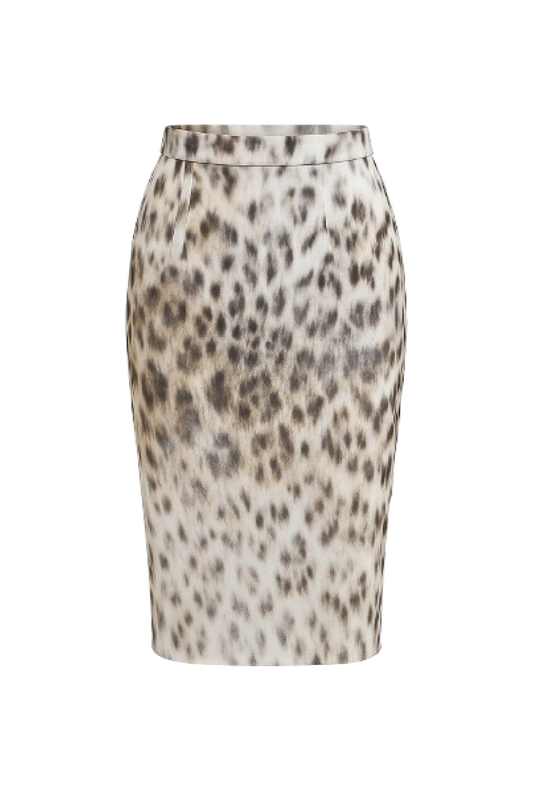 Conquista Φούστα Midi Ίσια Γραμμή Εμπριμέ Animal Print Καμπαρντίνα Βαμβάκι με Ελαστάνη Πολύχρωμη C240-022-99