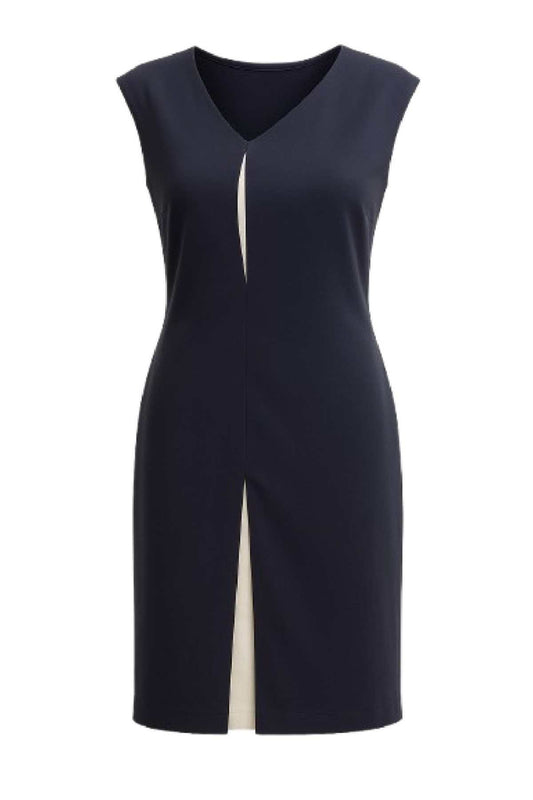 Sleeveless Contrast Pleat Dress