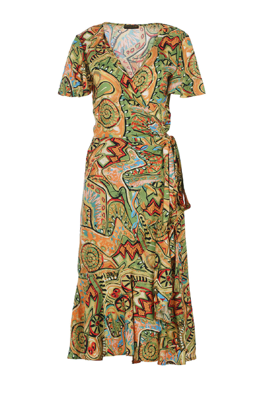 Tribal Rhapsody Viscose Midi Dress