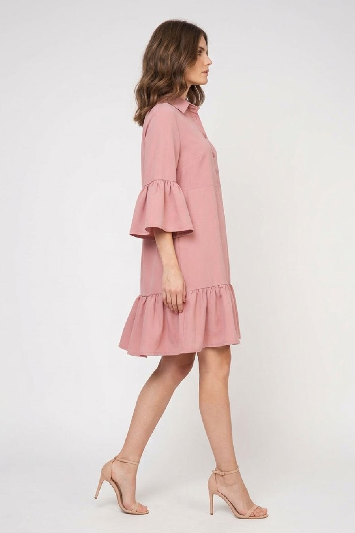 Blush Pink Tencel Shirt Dress