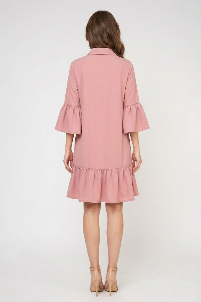 Blush Pink Tencel Shirt Dress