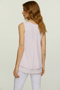 Soft Pink Layered A-Line Tunic Top with Back Slit