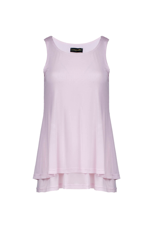 Soft Pink Layered A-Line Tunic Top with Back Slit