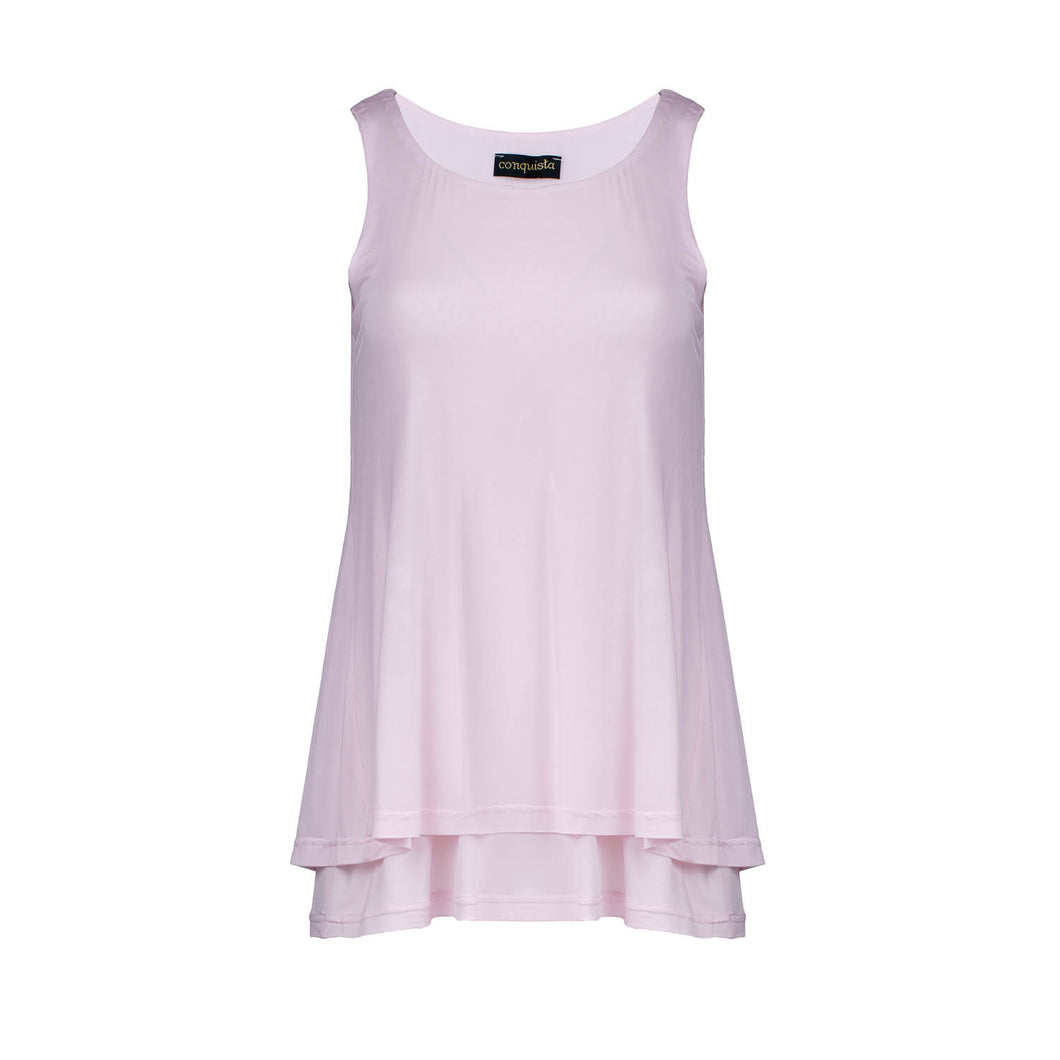 Soft Pink Layered A-Line Tunic Top with Back Slit