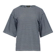 Load image into Gallery viewer, Striped Oversized Viscose-Elastane Top with Elbow-Length Sleeves
