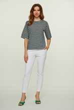 Load image into Gallery viewer, Black &amp; White Wide Stripe Oversized Viscose-Elastane Top