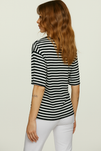 Load image into Gallery viewer, Black &amp; White Wide Stripe Oversized Viscose-Elastane Top