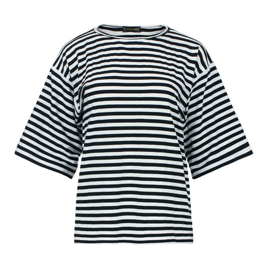 Black & White Wide Stripe Oversized Viscose-Elastane Top