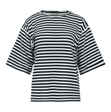 Load image into Gallery viewer, Black &amp; White Wide Stripe Oversized Viscose-Elastane Top