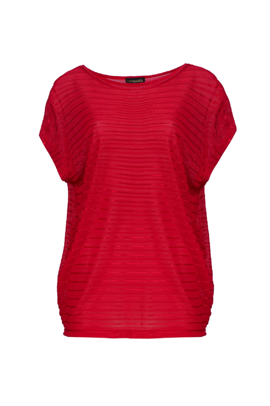 Striped Shiny Jersey Egg-Shaped Top – Soft Rayon Blend