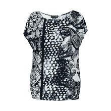 Load image into Gallery viewer, Black and White Print Egg-Shaped Jersey Top – Viscose Blend