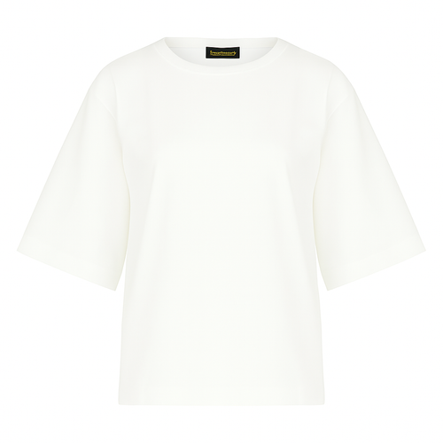 Oversized Mercerized Cotton T-Shirt with Elbow-Length Sleeves