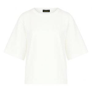 Oversized Mercerized Cotton T-Shirt with Elbow-Length Sleeves