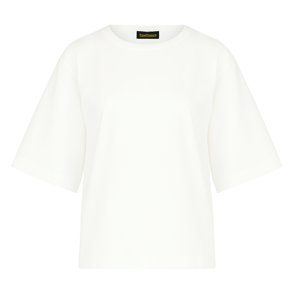 Oversized Mercerized Cotton T-Shirt with Elbow-Length Sleeves