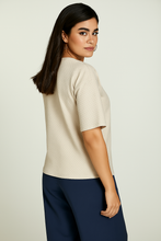 Load image into Gallery viewer, Oversized Jacquard Cotton-Blend T-Shirt with Elbow-Length Sleeves