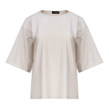 Load image into Gallery viewer, Oversized Jacquard Cotton-Blend T-Shirt with Elbow-Length Sleeves