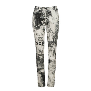 Abstract Print Elastic Gabardine Trousers