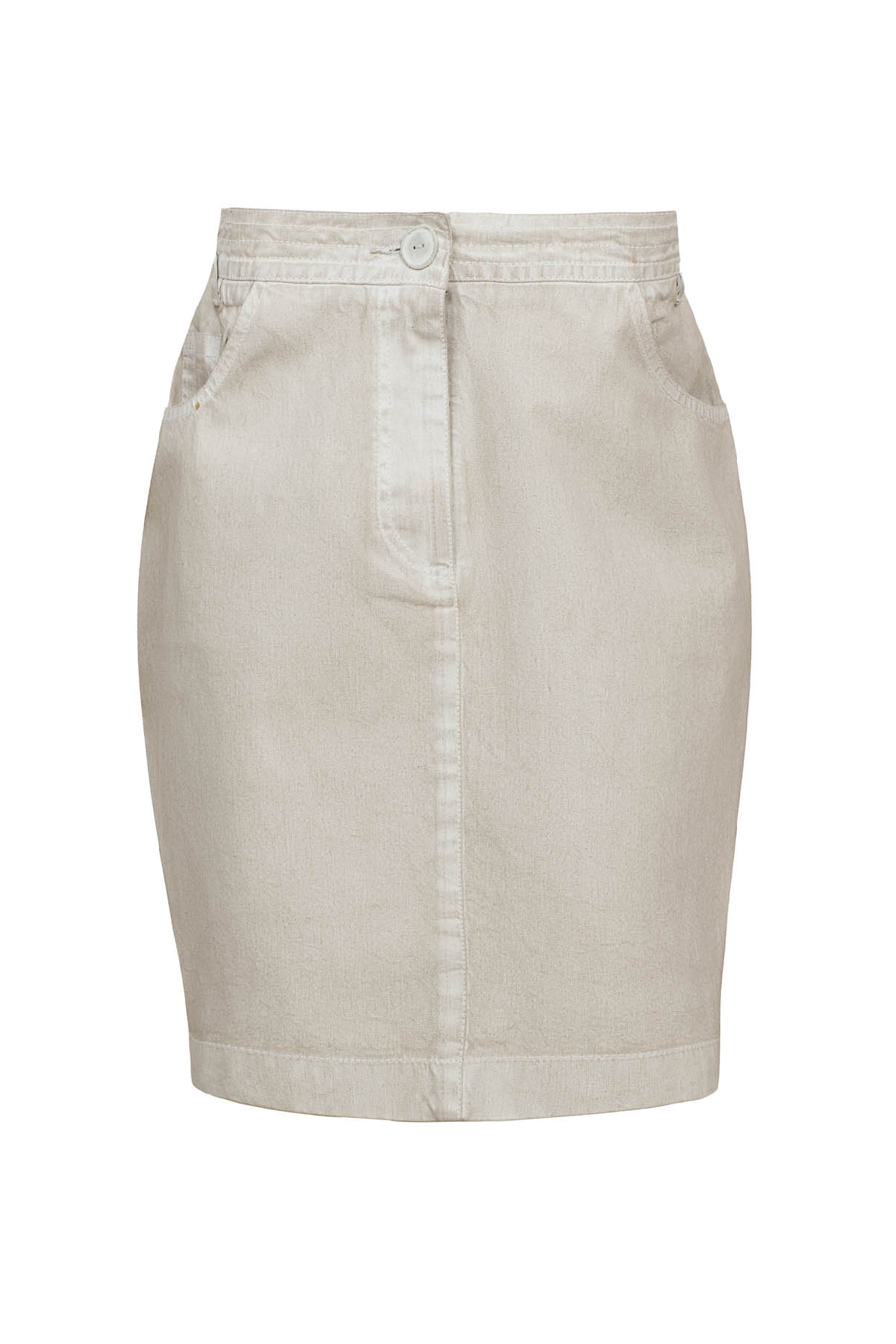 Conquista Φούστα Pencil Μίντι Casual Με Τσέπες Μονόχρωμη Washed Μπεζ C241-061-42