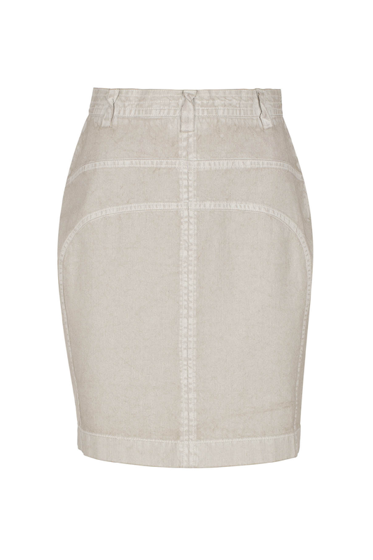 Conquista Φούστα Pencil Μίντι Casual Με Τσέπες Μονόχρωμη Washed Μπεζ C241-061-42