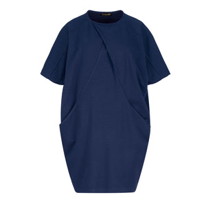 Women's Navy Oversized Heavy Jersey Dress with Front Pockets