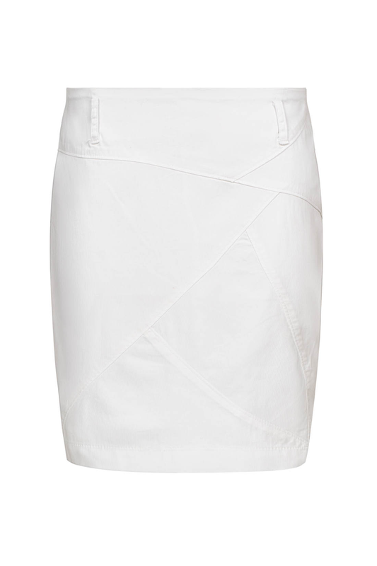White Gabardine Skirt with Decorative Stitching
