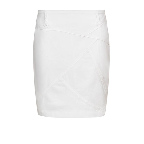 White Gabardine Skirt with Decorative Stitching