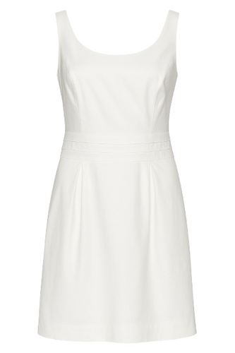 Sleek White Dress with Elastic Gabardine Fabric and Soft Lining