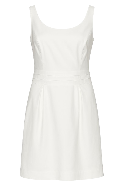 Sleek White Dress with Elastic Gabardine Fabric and Soft Lining