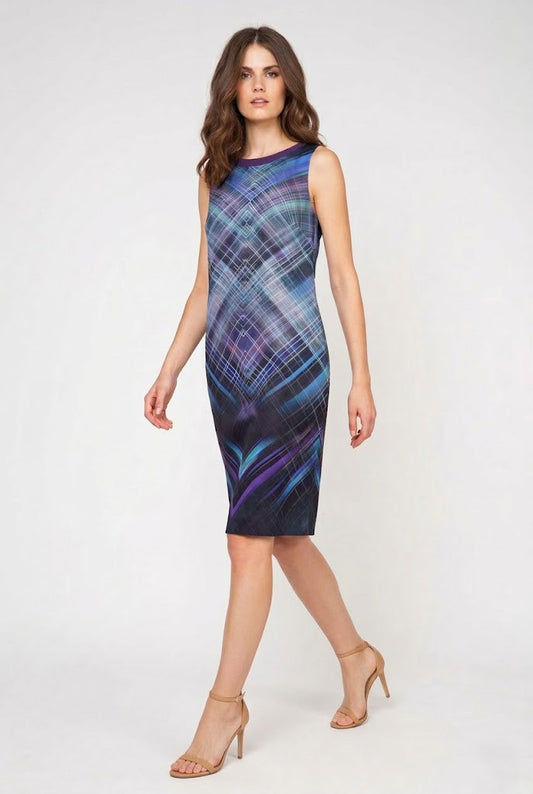 Sleeveless Geometric Printed Voile Dress
