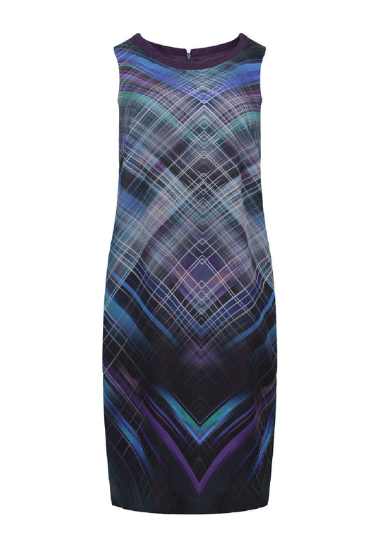 Αμάνικο Φόρεμα με Γεωμετρικό Στάμπα και Βουάλ