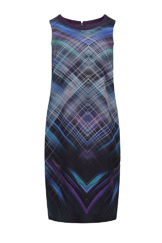 Sleeveless Geometric Printed Voile Dress