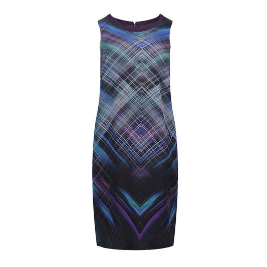 Sleeveless Geometric Printed Voile Dress
