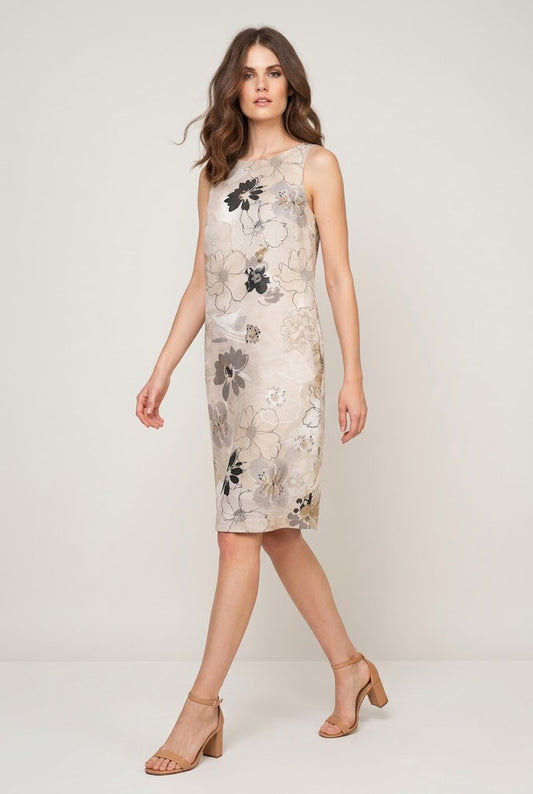 Floral Print Cotton Poplin Dress with Hidden Side Zipper