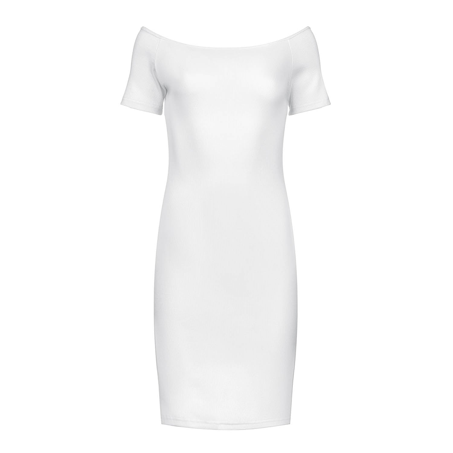 White Off-Shoulder Fitted Dress – Conquista-Fashion