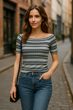 Load image into Gallery viewer, Off-Shoulder Striped Casual Top