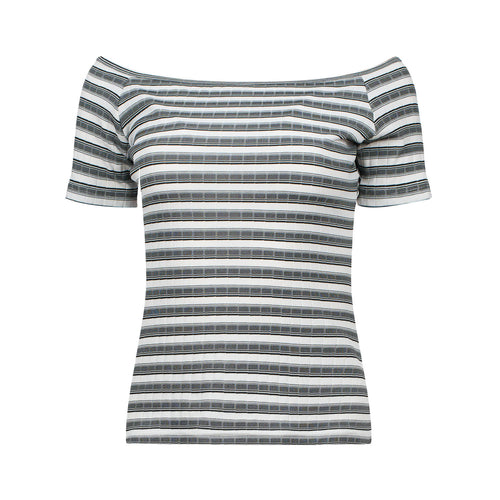 Off-Shoulder Striped Casual Top