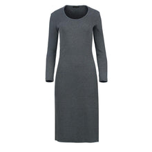 Load image into Gallery viewer, Long Sleeve Round Neck Midi Dress in Ribbed Cotton-Elastane Anthracite