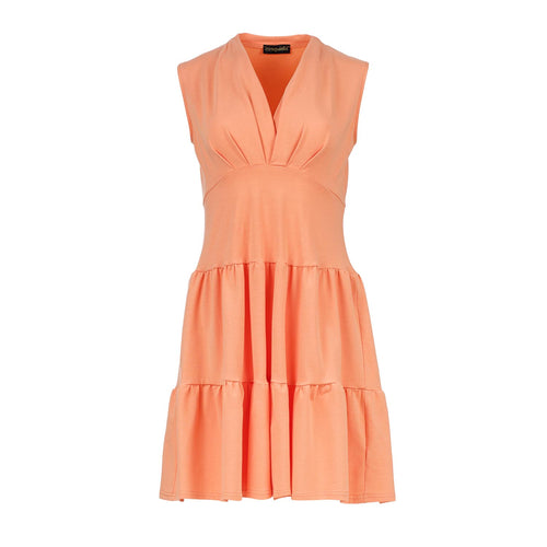 Sleeveless Peach Cotton Jersey Dress