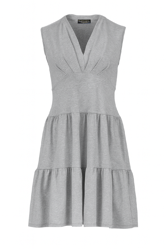 Sleeveless Grey V-Neck Dress – Effortless Comfort with Modern Elegance