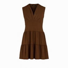 Load image into Gallery viewer, Chocolate Brown Cotton-Elastane Jersey Sleeveless Dress