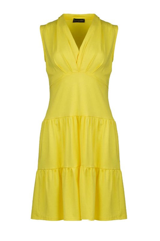 Yellow Sleeveless V-Neck Jersey Dress