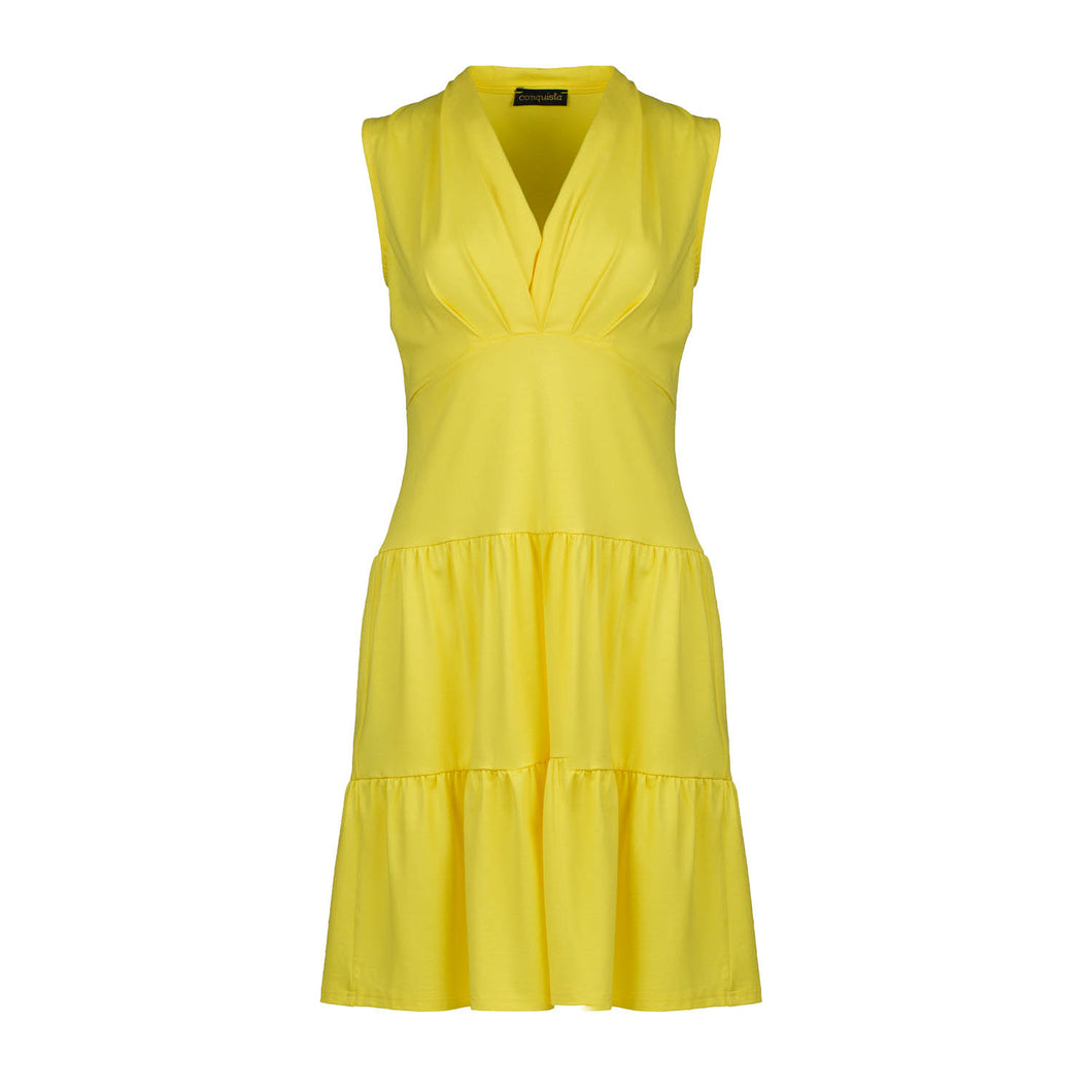 Yellow Sleeveless V-Neck Jersey Dress